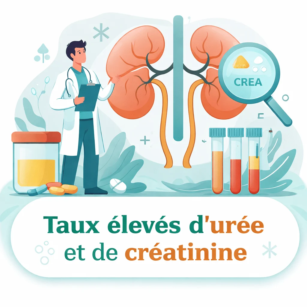 Créatinine et urée élevées dans le sang, signes d'une atteinte rénale, avec causes et conduite à tenir