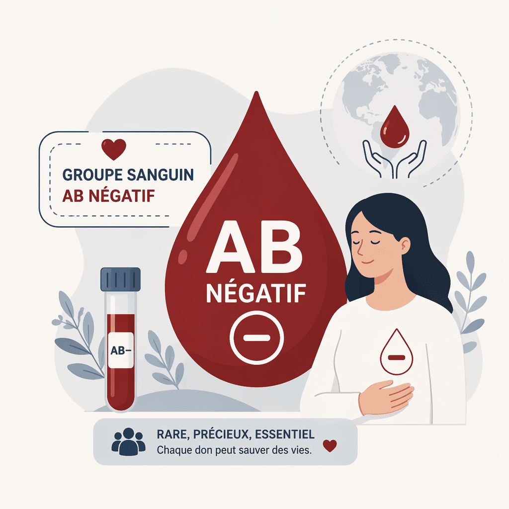 Groupe sanguin AB négatif (AB-) rare, avec sa signification, sa compatibilité et ses risques