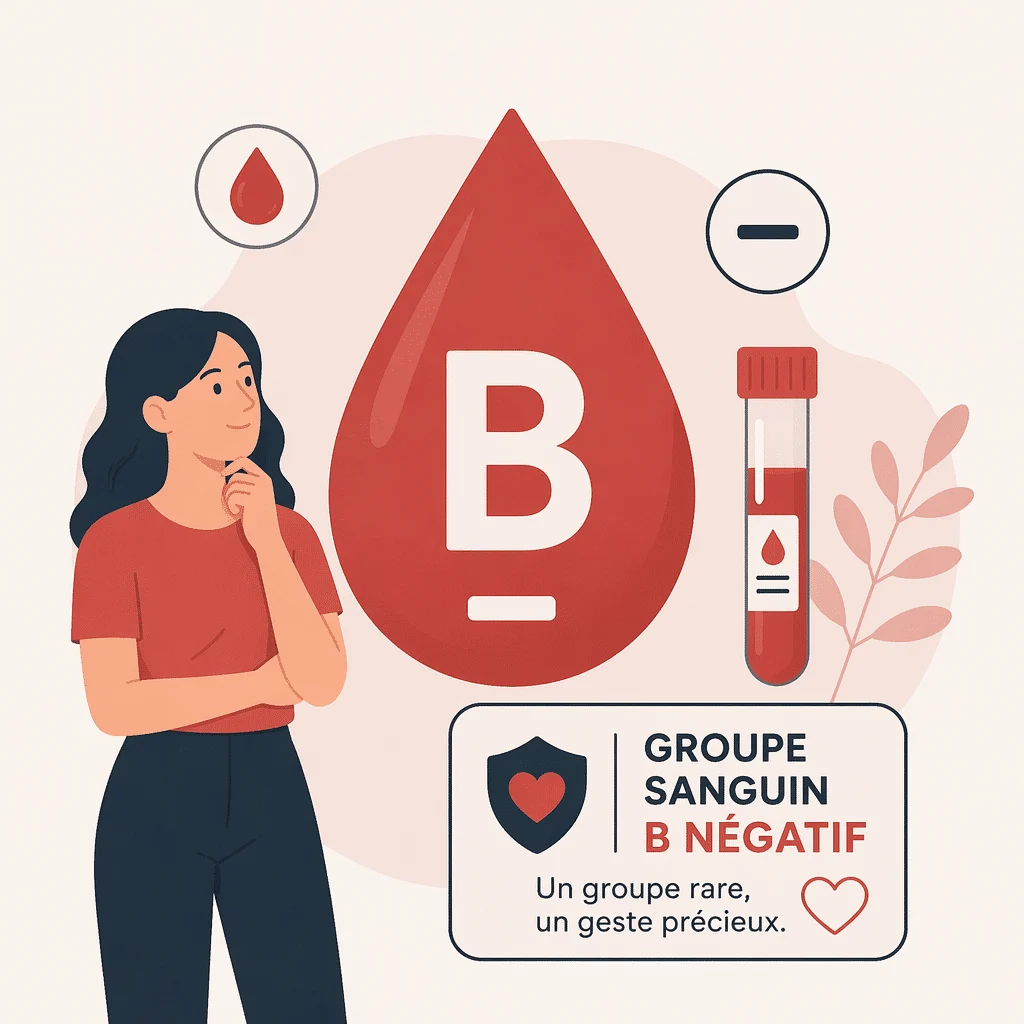 Groupe sanguin B négatif (B-), avec sa rareté, sa compatibilité et la grossesse