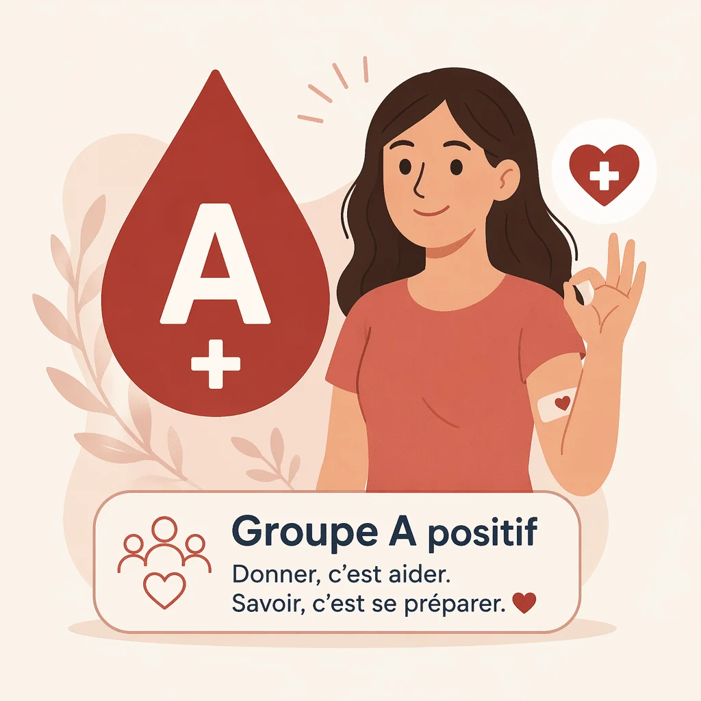 Groupe sanguin A positif (A+), le plus courant en France, avec sa signification et ses risques
