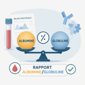 Rapport albumine/globuline calculé sur la prise de sang et son interprétation