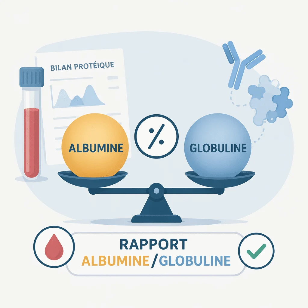 Rapport albumine/globuline calculé sur la prise de sang et son interprétation
