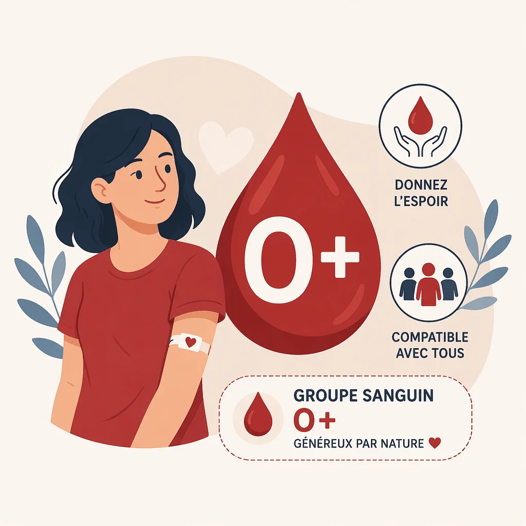 Groupe sanguin O positif (O+), avec le don du sang, la grossesse et la santé