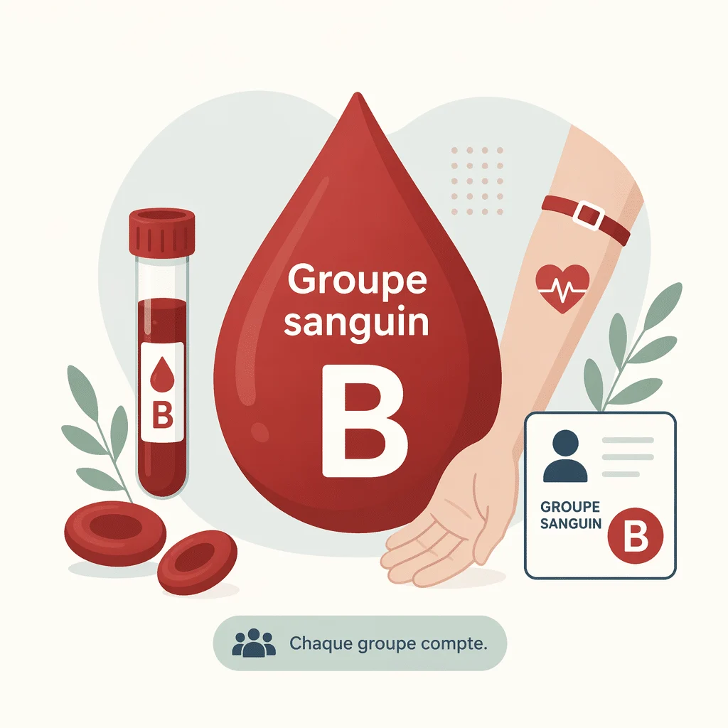 Groupe sanguin B, B+ ou B-, avec sa rareté, sa compatibilité et la santé