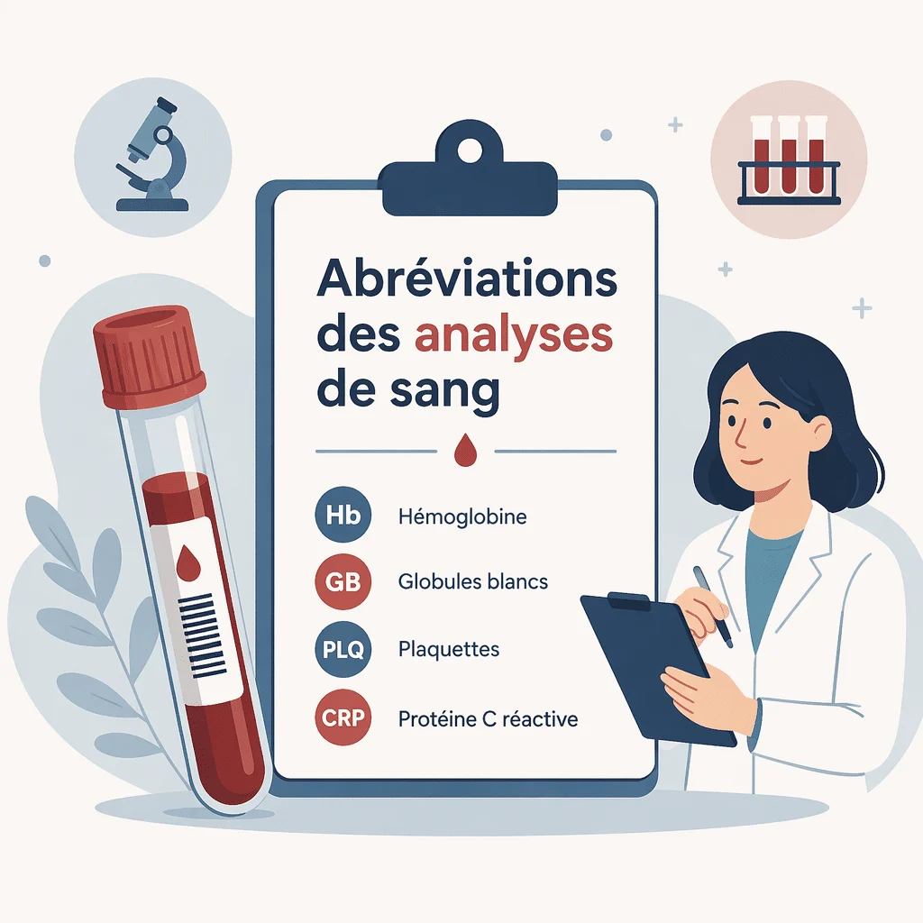 Abréviations des analyses de sang expliquées pour lire et comprendre ses résultats