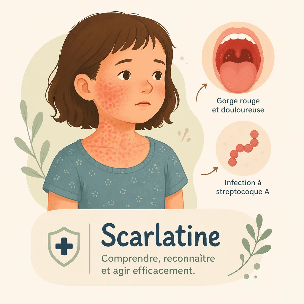 Scarlatine de l'enfant avec ses causes, ses symptômes, son diagnostic et ses traitements