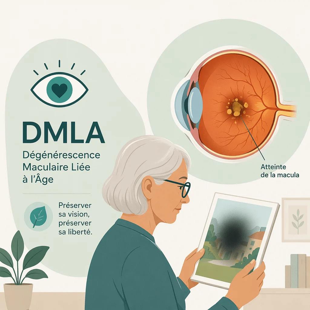 DMLA, dégénérescence maculaire liée à l'âge, avec ses causes, ses symptômes et ses traitements