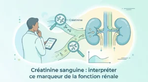 Créatinine sanguine dosée pour évaluer la fonction rénale et le débit de filtration glomérulaire