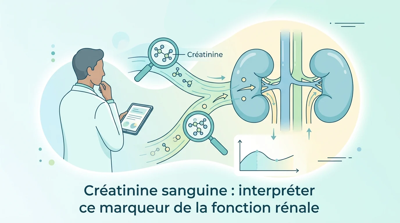 Créatinine sanguine dosée pour évaluer la fonction rénale et le débit de filtration glomérulaire