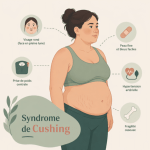 Syndrome de Cushing lié à un excès de cortisol, avec ses symptômes, son diagnostic et ses traitements