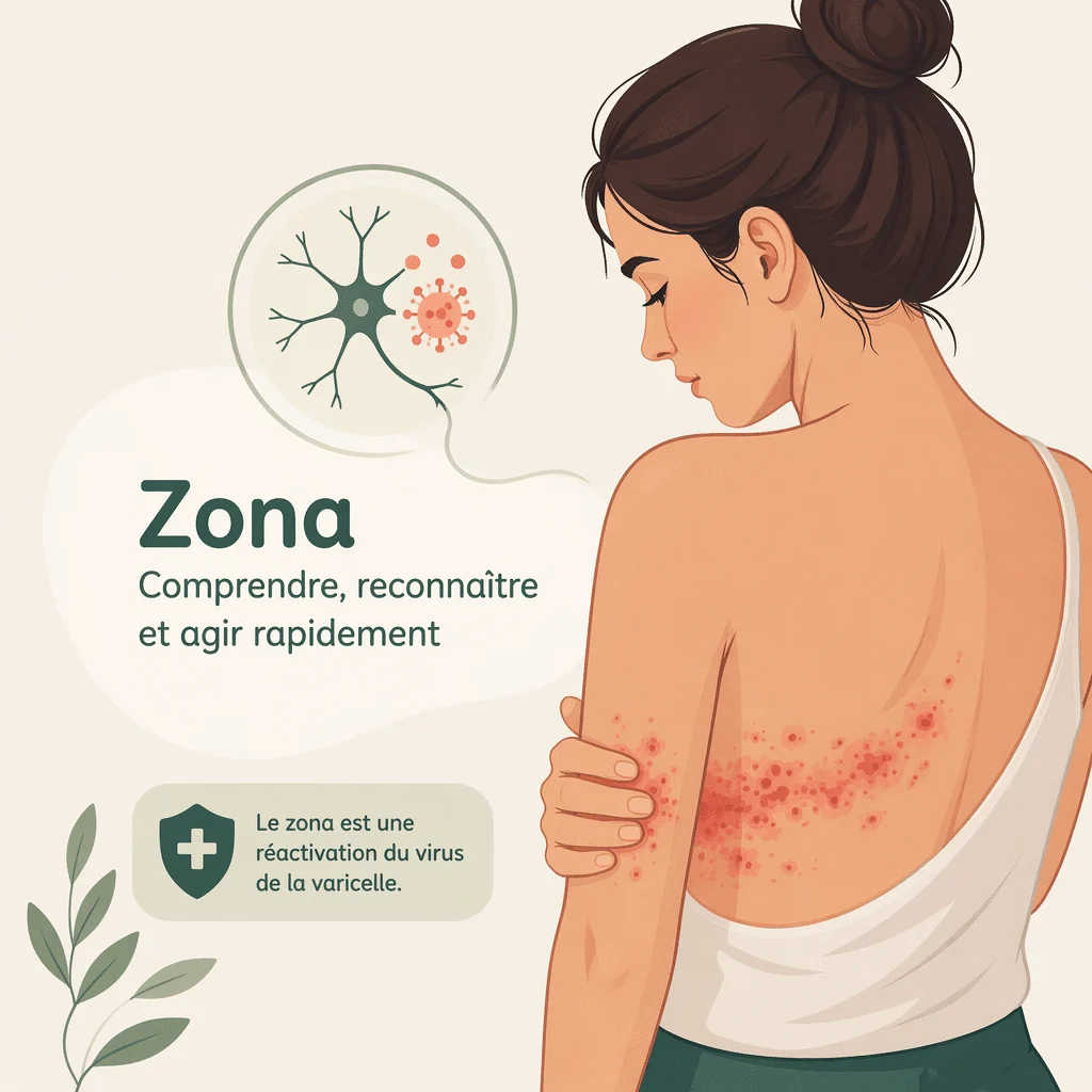 Zona, éruption cutanée douloureuse due au virus de la varicelle, avec ses causes et ses traitements