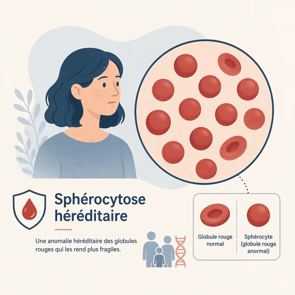 Étude sur la sphérocytose héréditaire, anémie des globules rouges, et ses nouveaux variants