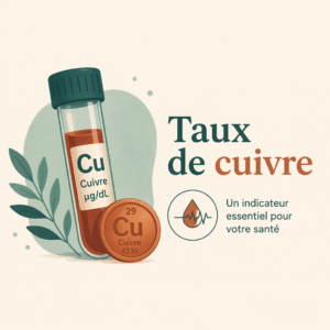 Taux de cuivre dans le sang interprété avec la céruloplasmine et la CRP lors d'une analyse de laboratoire