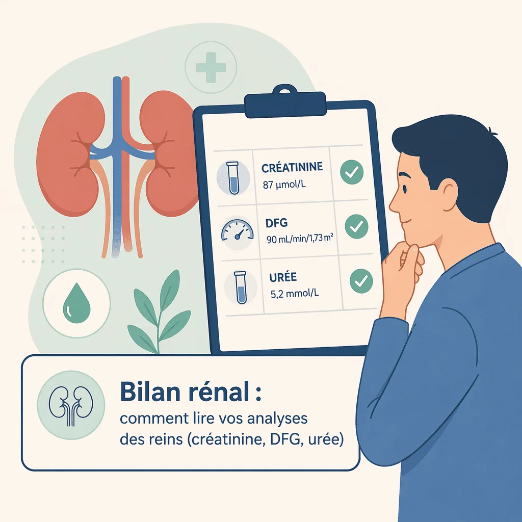 Bilan rénal : comment lire vos analyses des reins (créatinine, DFG, urée)