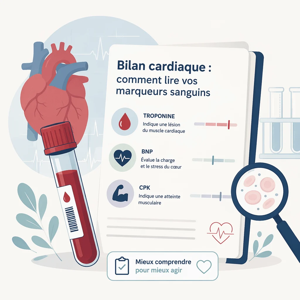 Bilan cardiaque : comment lire vos marqueurs sanguins (troponine, BNP, CPK)