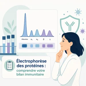 Électrophorèse des protéines sériques séparant l'albumine et les globulines pour explorer l'immunité