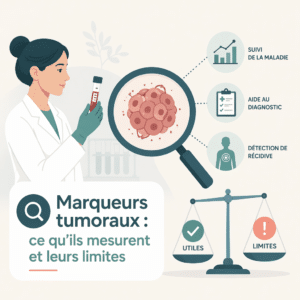 Marqueurs tumoraux dosés dans le sang pour le suivi de cancers, avec leurs indications et leurs limites