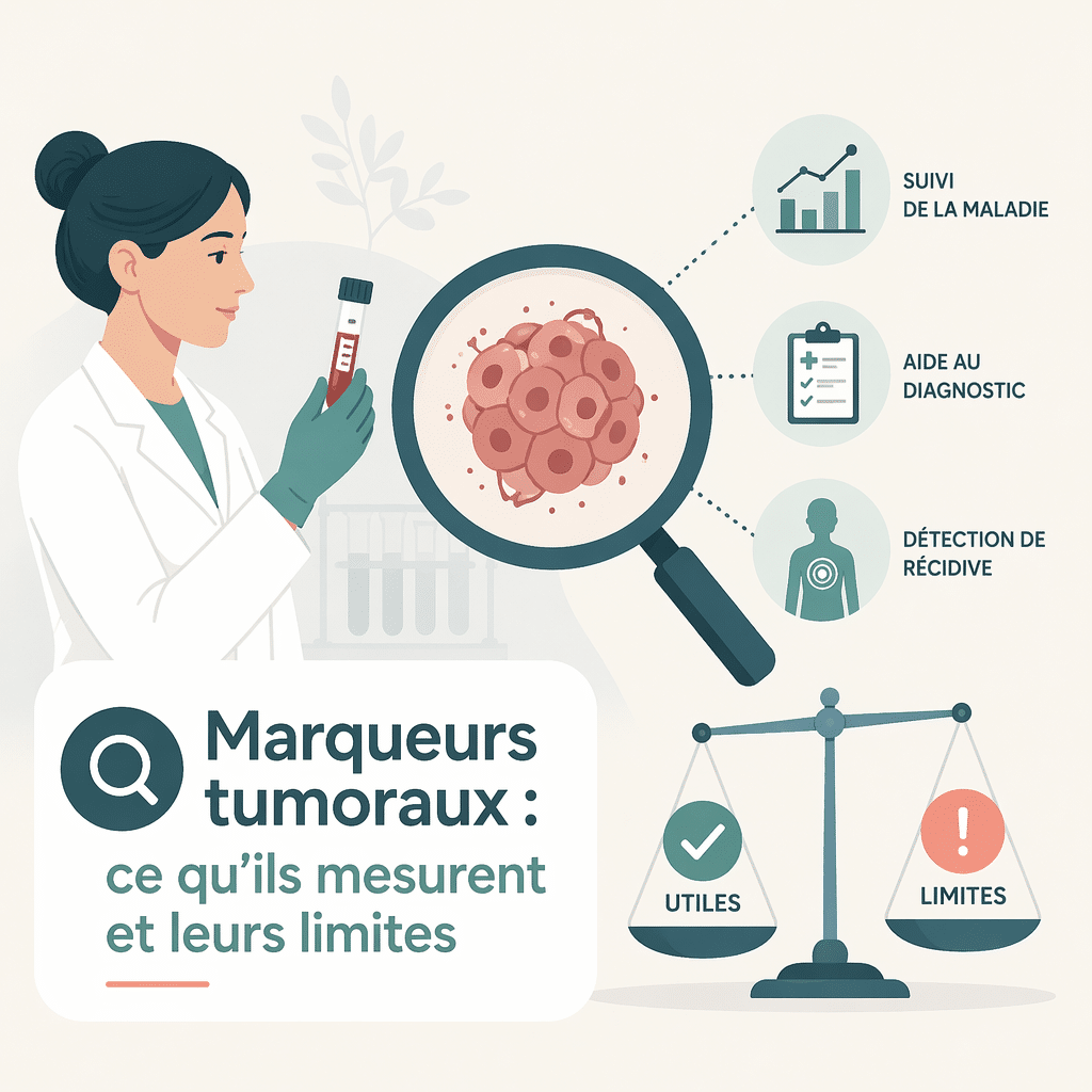 Marqueurs tumoraux dosés dans le sang pour le suivi de cancers, avec leurs indications et leurs limites