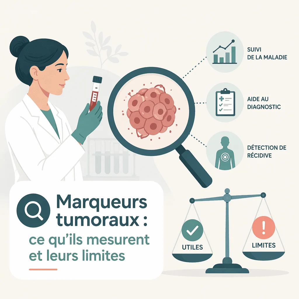 Marqueurs tumoraux dosés dans le sang pour le suivi de cancers, avec leurs indications et leurs limites