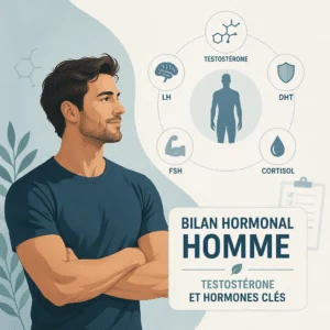 Bilan hormonal masculin dosant la testostérone et les hormones clés dans une prise de sang
