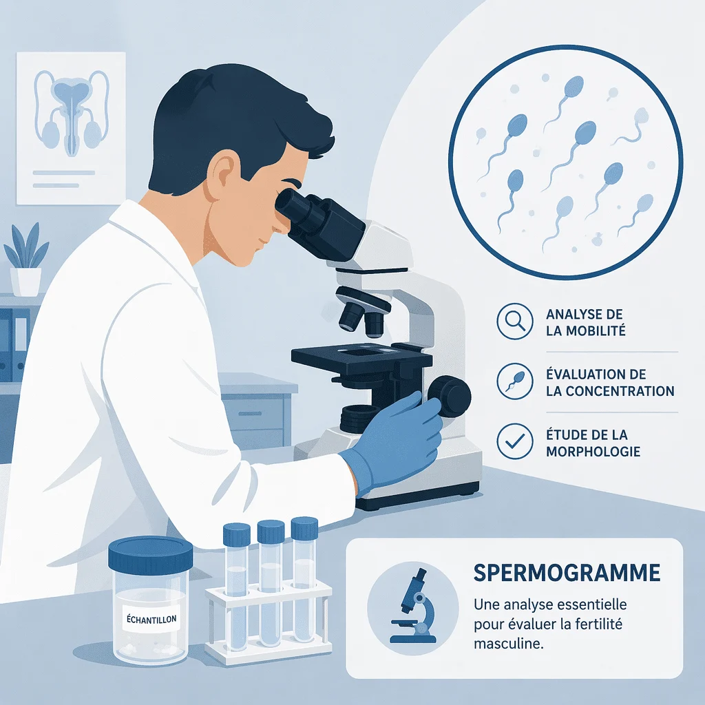Spermogramme : mobilité et forme des spermatozoïdes en bilan de fertilité