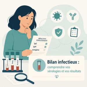 Bilan infectieux regroupant les sérologies sanguines pour identifier une infection virale ou bactérienne