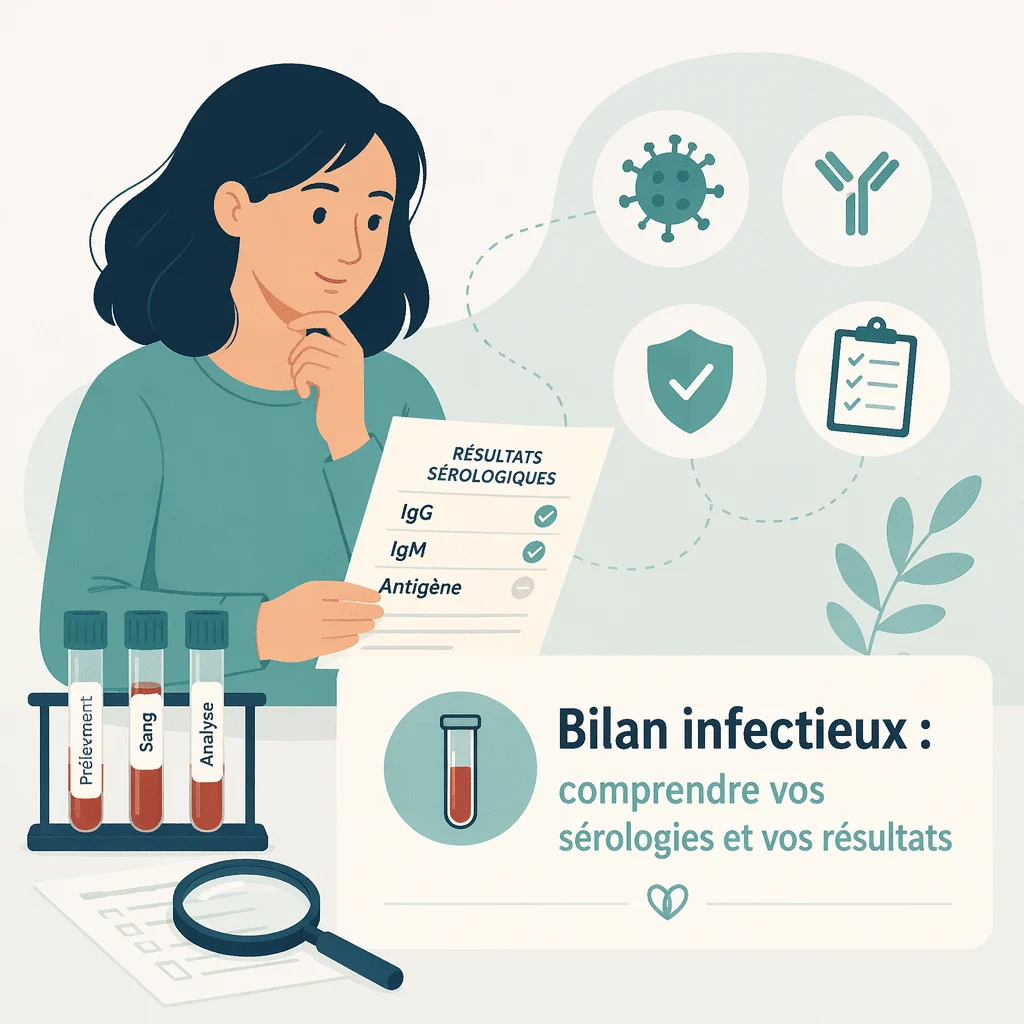 Bilan infectieux regroupant les sérologies sanguines pour identifier une infection virale ou bactérienne
