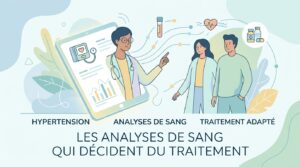 Bilan sanguin hypertension sur un compte rendu : kaliémie, créatinine, DFG et bilan lipidique servant à estimer le risque