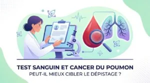 Test sanguin du cancer du poumon à côté d'un scanner thoracique faible dose de dépistage