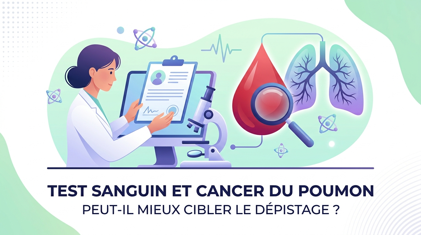 Test sanguin du cancer du poumon à côté d'un scanner thoracique faible dose de dépistage