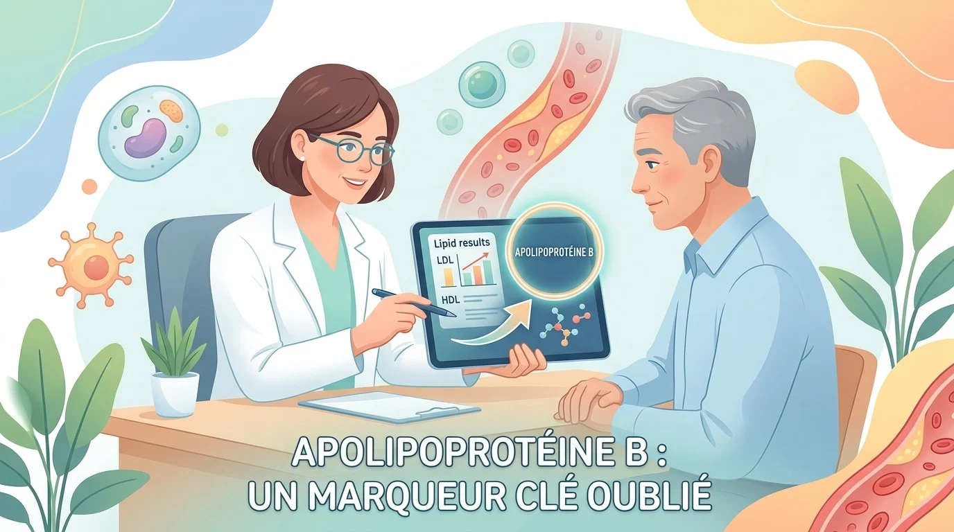 Compte rendu de laboratoire montrant un dosage d'apolipoprotéine B à côté des résultats du bilan lipidique