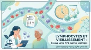 Lymphocytes et vieillissement illustrés par un compte rendu de NFS et des lymphocytes T dans le sang