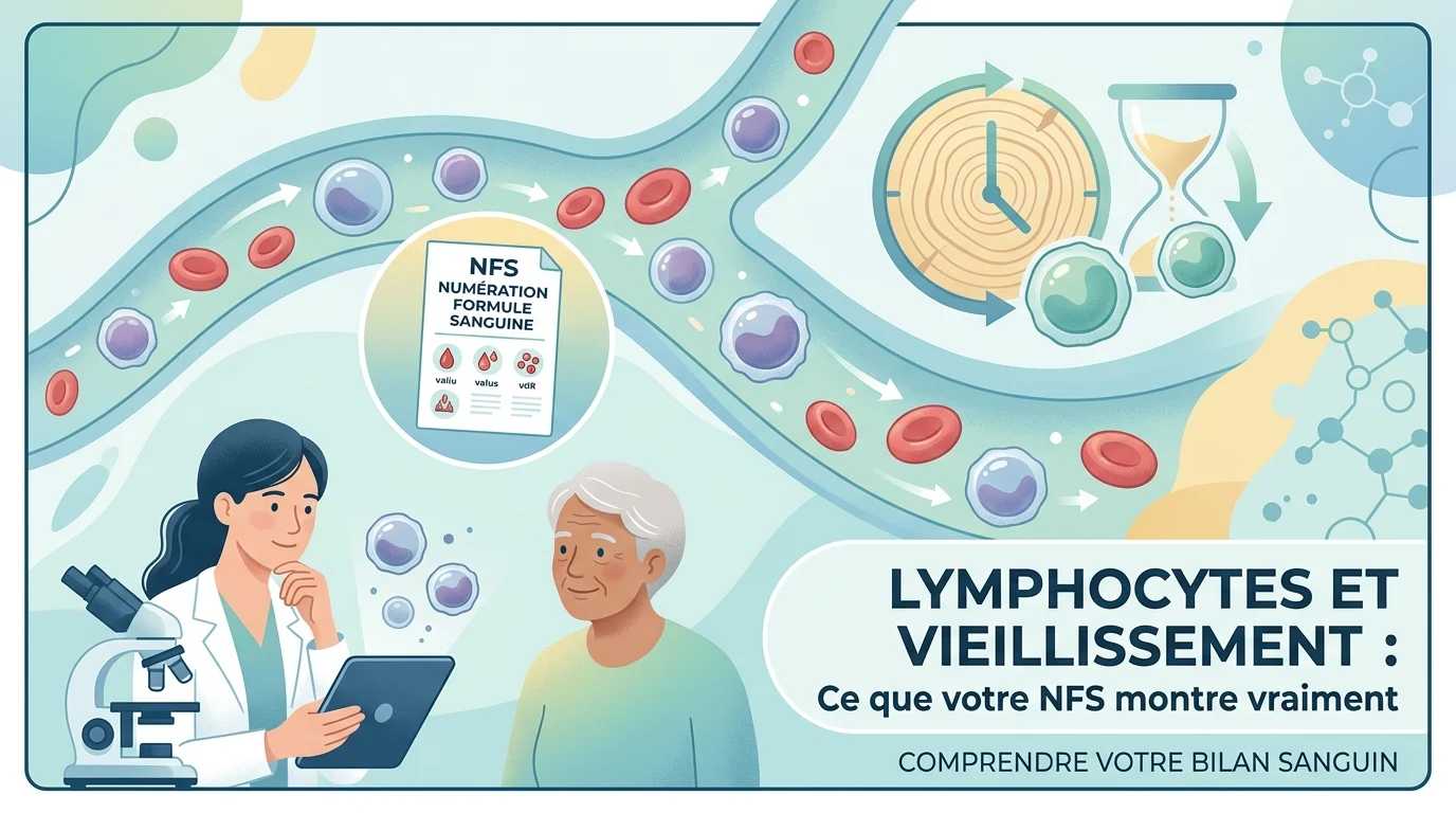 Lymphocytes et vieillissement illustrés par un compte rendu de NFS et des lymphocytes T dans le sang