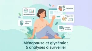 Ménopause et glycémie sur un compte rendu de laboratoire avec glycémie à jeun et hémoglobine glyquée