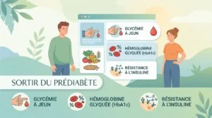 Tube de prélèvement sanguin et assiette équilibrée illustrant comment sortir du prédiabète en changeant d'alimentation