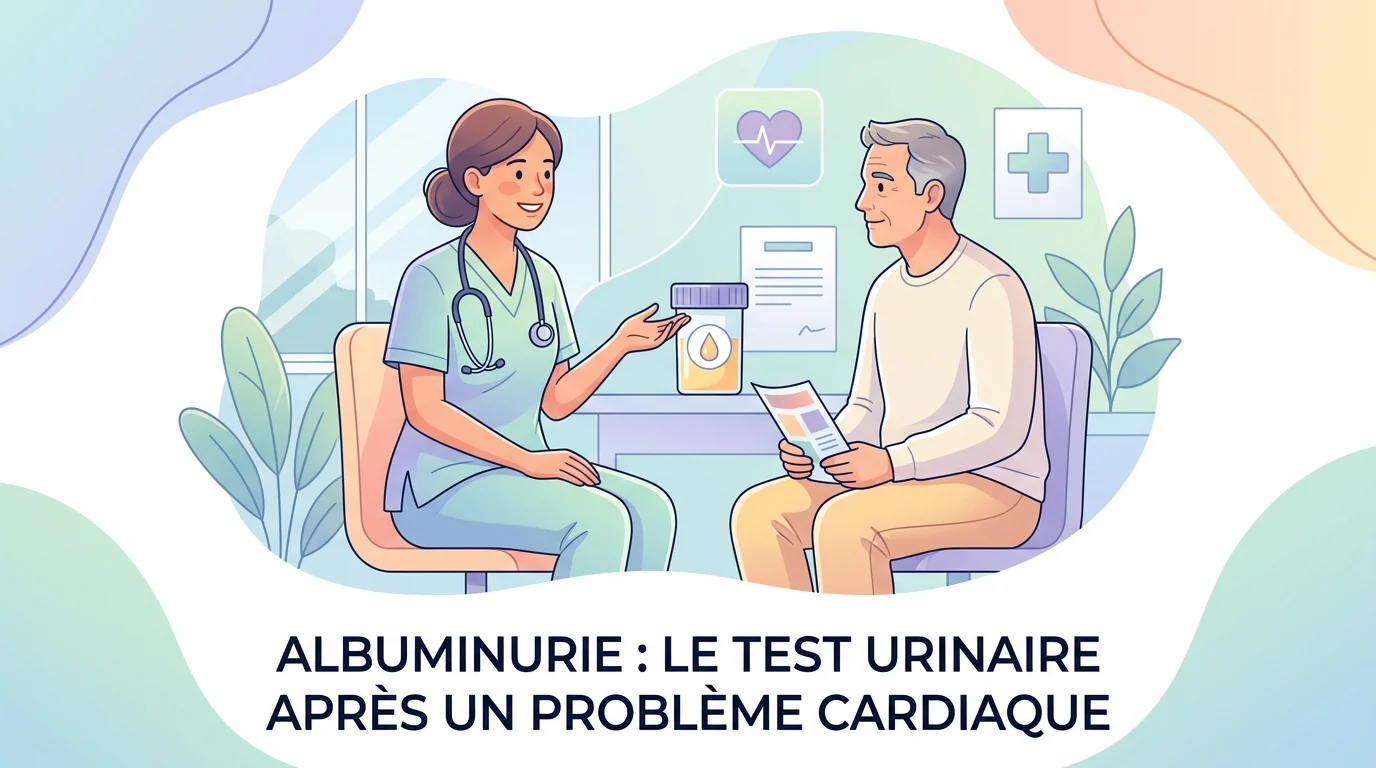 Résultat d'albuminurie sur un compte rendu de laboratoire à côté d'un dosage de créatinine sanguine