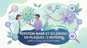 Tube de prélèvement et compte rendu illustrant la sérologie du virus Epstein-Barr et sclérose en plaques