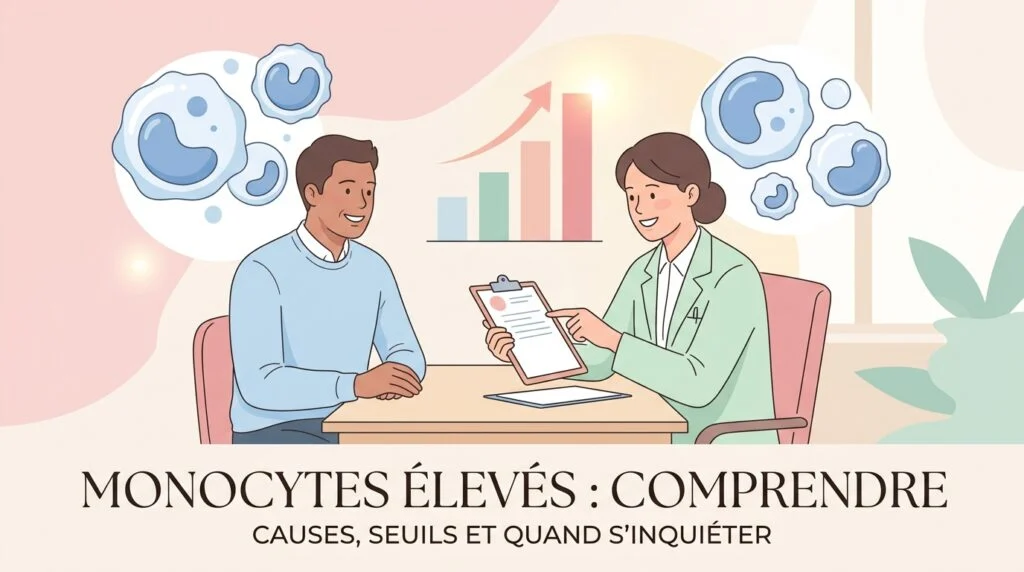 Compte rendu de prise de sang avec des monocytes élevés surlignés sur la formule leucocytaire