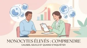 Compte rendu de prise de sang avec des monocytes élevés surlignés sur la formule leucocytaire