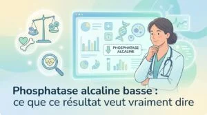 Compte rendu de prise de sang montrant une phosphatase alcaline basse