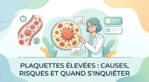 Numération formule sanguine affichant des plaquettes élevées au-dessus du seuil de 450 G/L