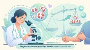 Résultat de numération formule sanguine montrant des éosinophiles élevés en valeur absolue