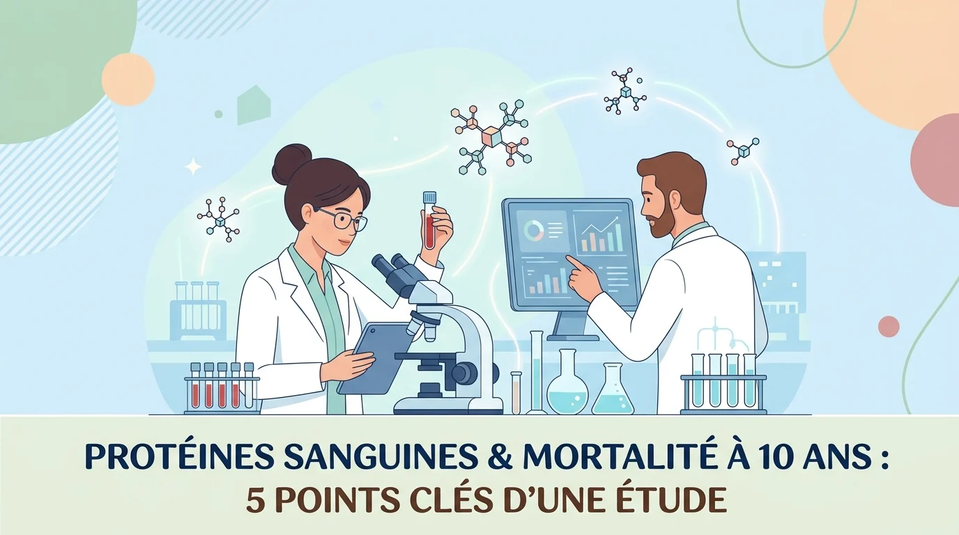 Protéines sanguines et mortalité : tubes de plasma et schéma de profils de protéines d'une grande étude