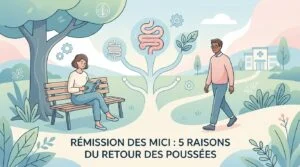 Pot de recueil de selles et tube de sang pour le suivi d'une rémission MICI et de l'inflammation intestinale