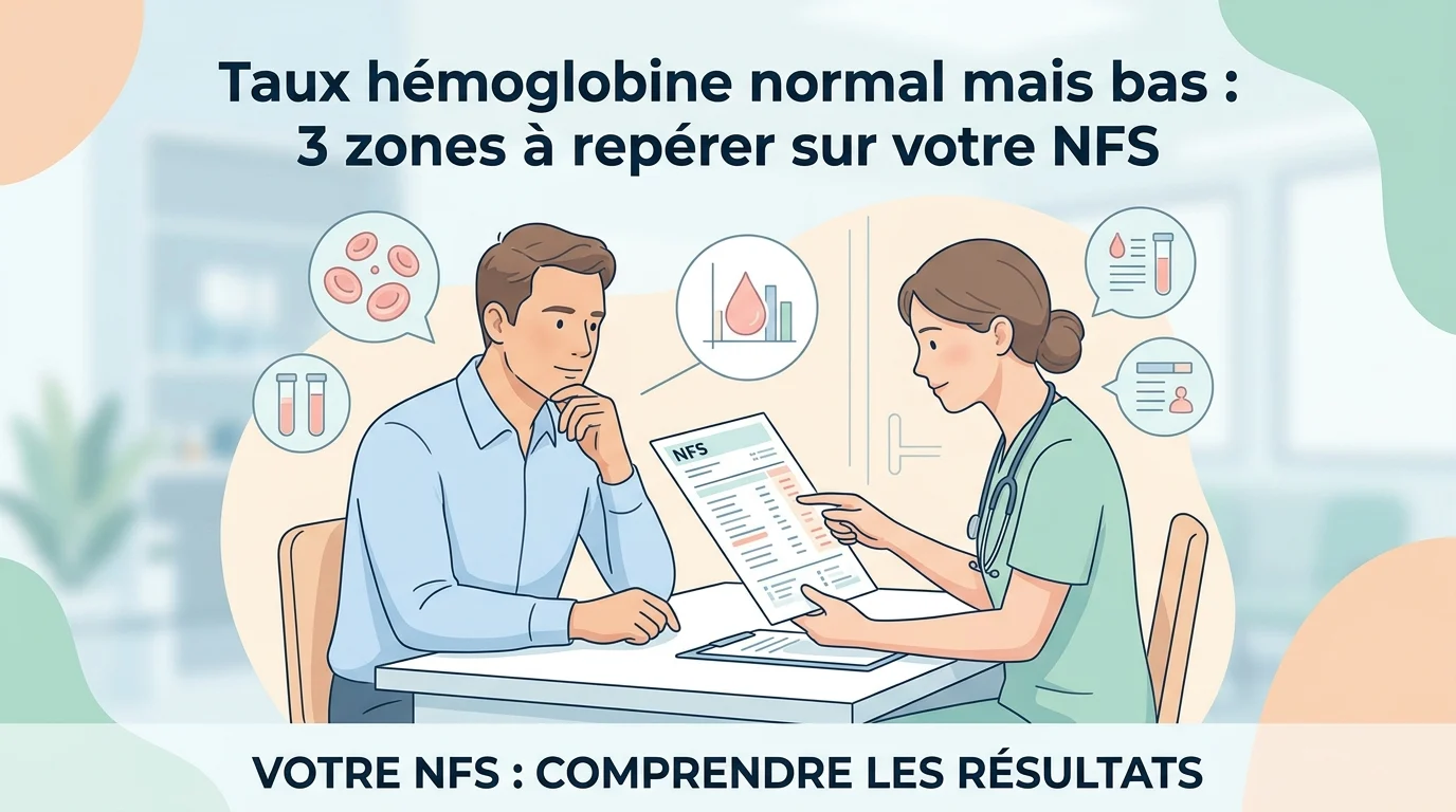 Taux hémoglobine normal mais bas repéré sur un compte rendu de NFS à côté du seuil d'anémie de l'OMS
