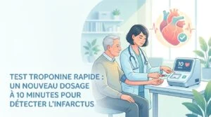 Infirmier des urgences consultant un résultat de test troponine rapide sur tablette