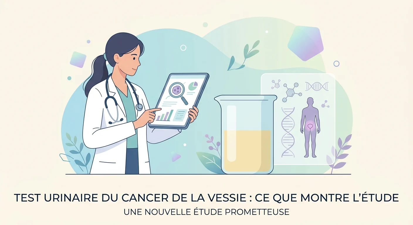 Flacon de recueil d'urine au laboratoire pour un test urinaire du cancer de la vessie après une hématurie