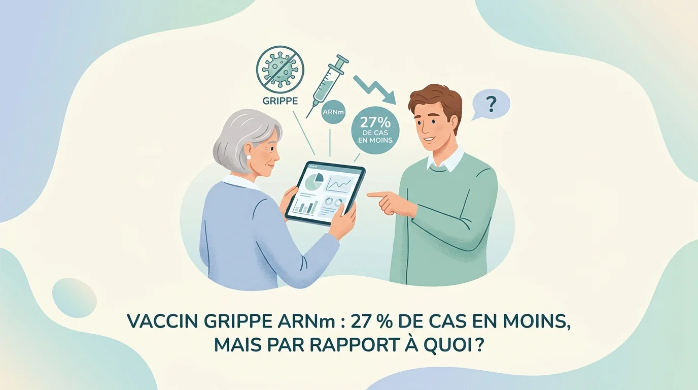 Seringue et flacon illustrant le vaccin grippe ARNm autorisé par la FDA chez les adultes de 50 ans et plus