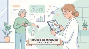 Prélèvement sanguin et radiographie osseuse illustrant la carence en vitamine B12 et fractures chez les plus de 50 ans