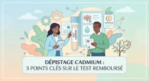 Flacon de prélèvement urinaire illustrant le dépistage du cadmium chez un patient en laboratoire
